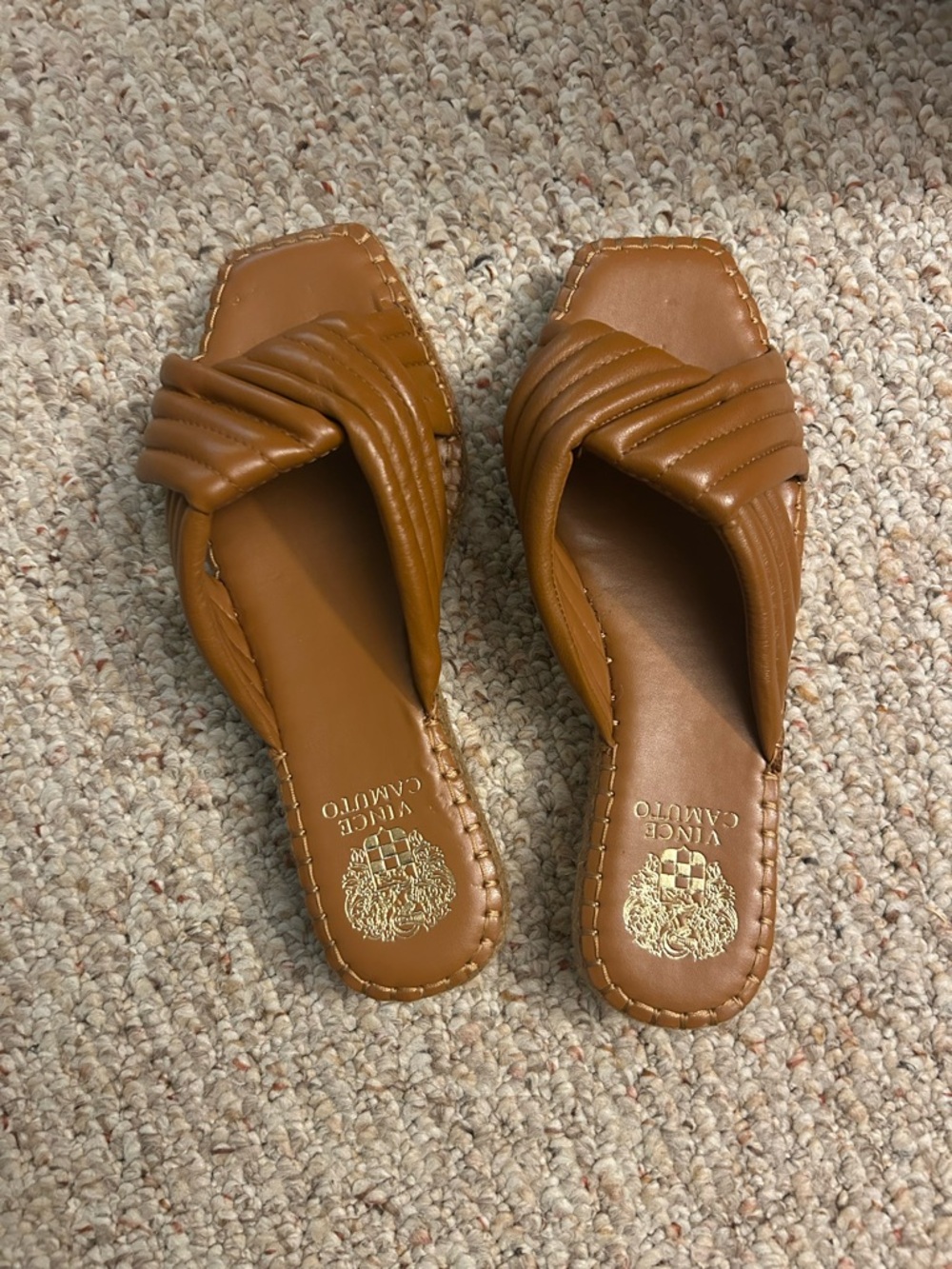 Vince Camuto Cognac Quilted Sandals